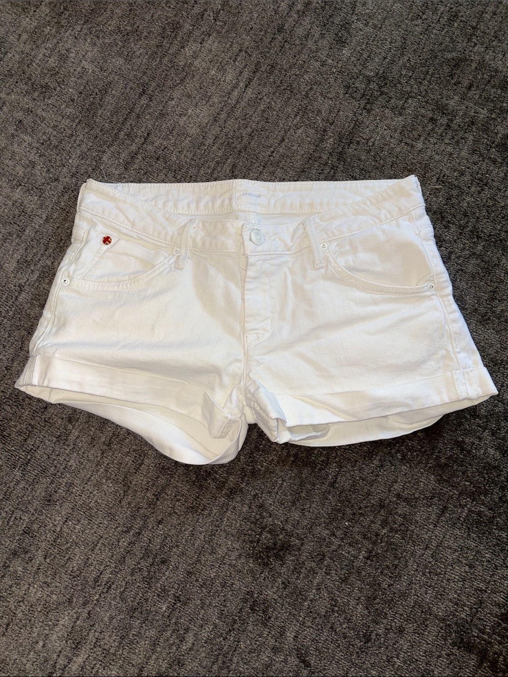Hudson Jeans White Denim Cuffed Short Shorts